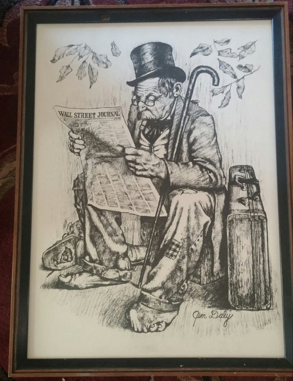 Items similar to Jim Daly Wall Street Journal Hobo Print