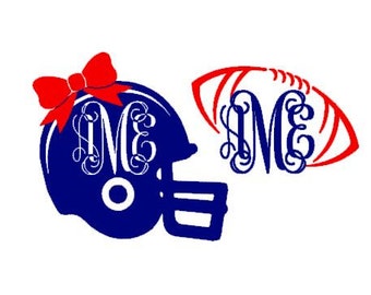Monogram Football Helmet & Ball cut file - SVG DXF EPS ps studio3 studio (monogram font sold separately)