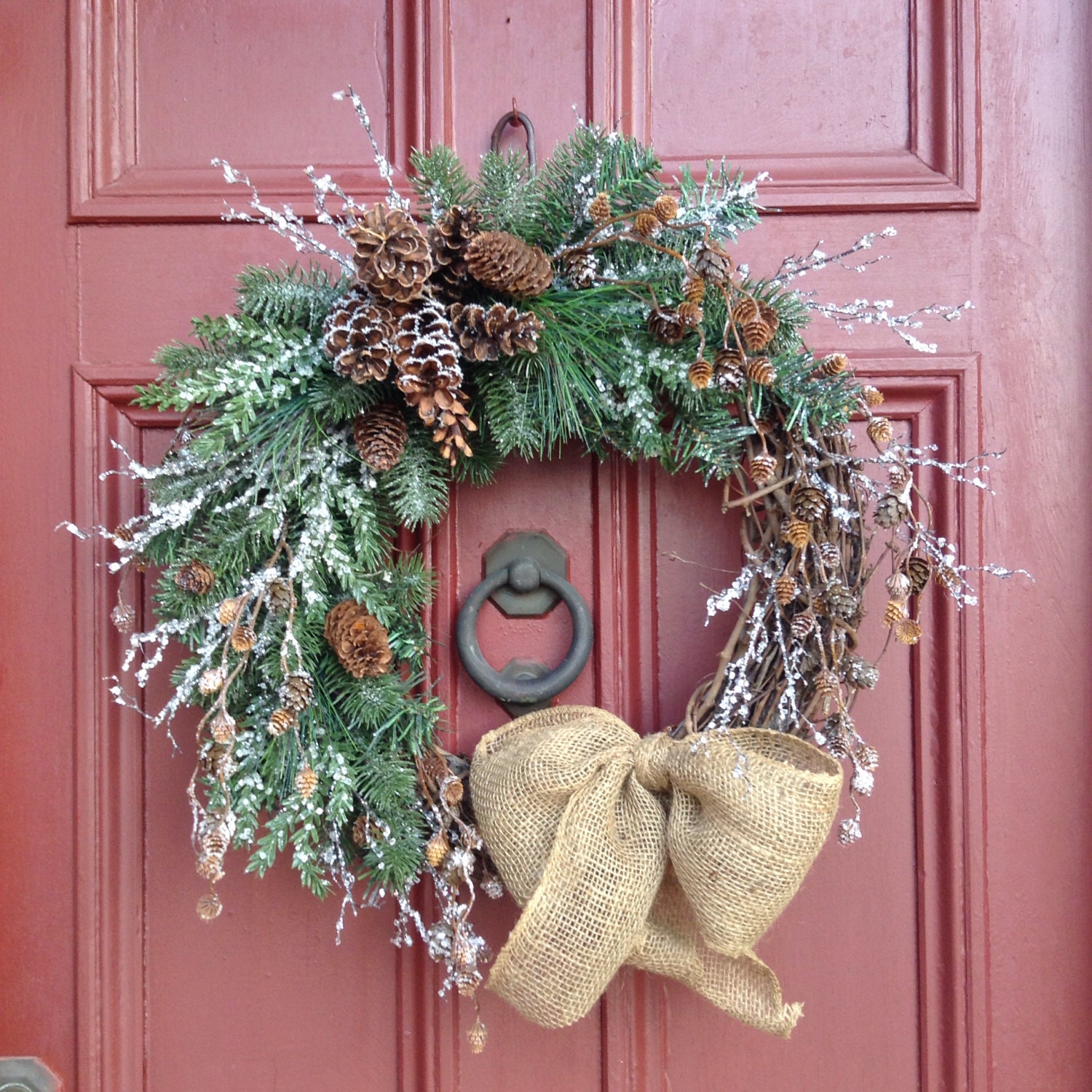 Natural Winter Wreath. Icy Frosty. Holidays Christmas