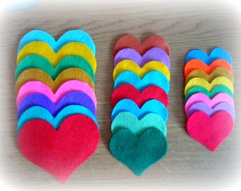 24 Hand cut hearts. Felt hearts. Felt hearts supply. Supply Felt hearts.Crafting Supplies. Supply Hearts. Appliqué Hearts