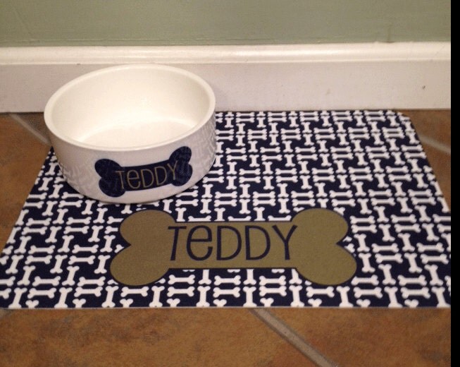 Personalized Dog Food Mat Dog Bone Pattern Mat Only