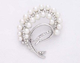 Rhinestone Pearl Brooch Embellishment Bridal Bridesmaid Broach Wedding Bouquet Dress Sash DIY Jewelry Pearl Broaches