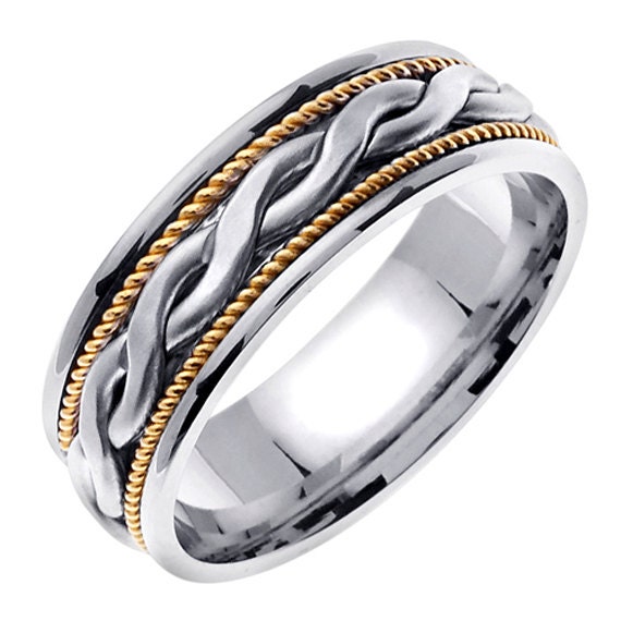 14K Gold Braided Wedding Band Ring White Gold by JewelersCraft