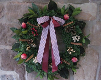 Luxury Handmade 21&quot; Red &amp; Gold Berries Artificial Christmas Wreath