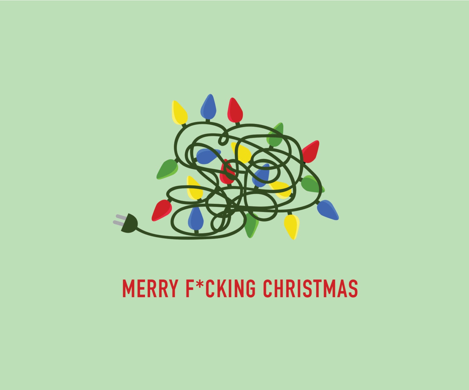 Funny Christmas Card Tangled Lights Card Christmas Card Etsy
