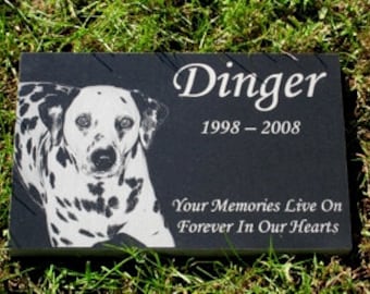 Pet Memorial Stone Granite With Photo 9 x 14 x 1.25 Includes Shipping