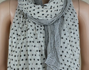 Rice white cotton scarf, wave point printing fold the scarf, collar