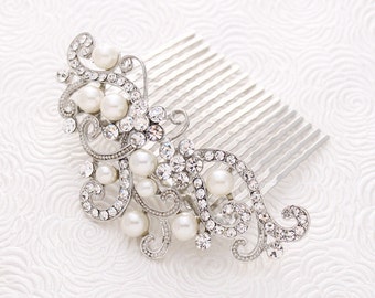 Crystal Pearl Wedding Hair Comb Prom Bridal Hairpiece Gatsby Old Hollywood Wedding Silver Hair Combs Headpiece Jewelry Accessory
