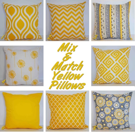 Mix and Match Yellow Throw Pillow Decorative Pillow by EpiDesigns