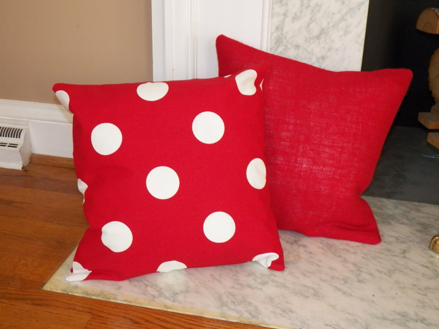 Red with White Polka Dot Indoor/Outdoor Pillow Cover with