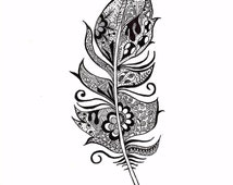 Popular items for zentangle feather on Etsy