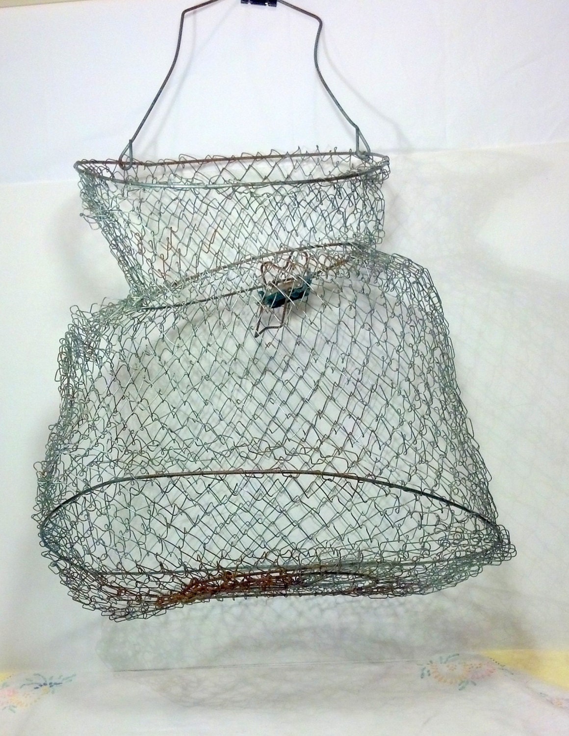 Rustic Old Wire Fish Basket Wire Mesh by BlindedByDelight on Etsy