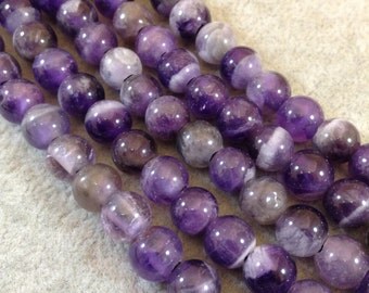 Large Hole (2mm) Amethyst Round Bead Strand, 8mm, approx. 27 beads per strand