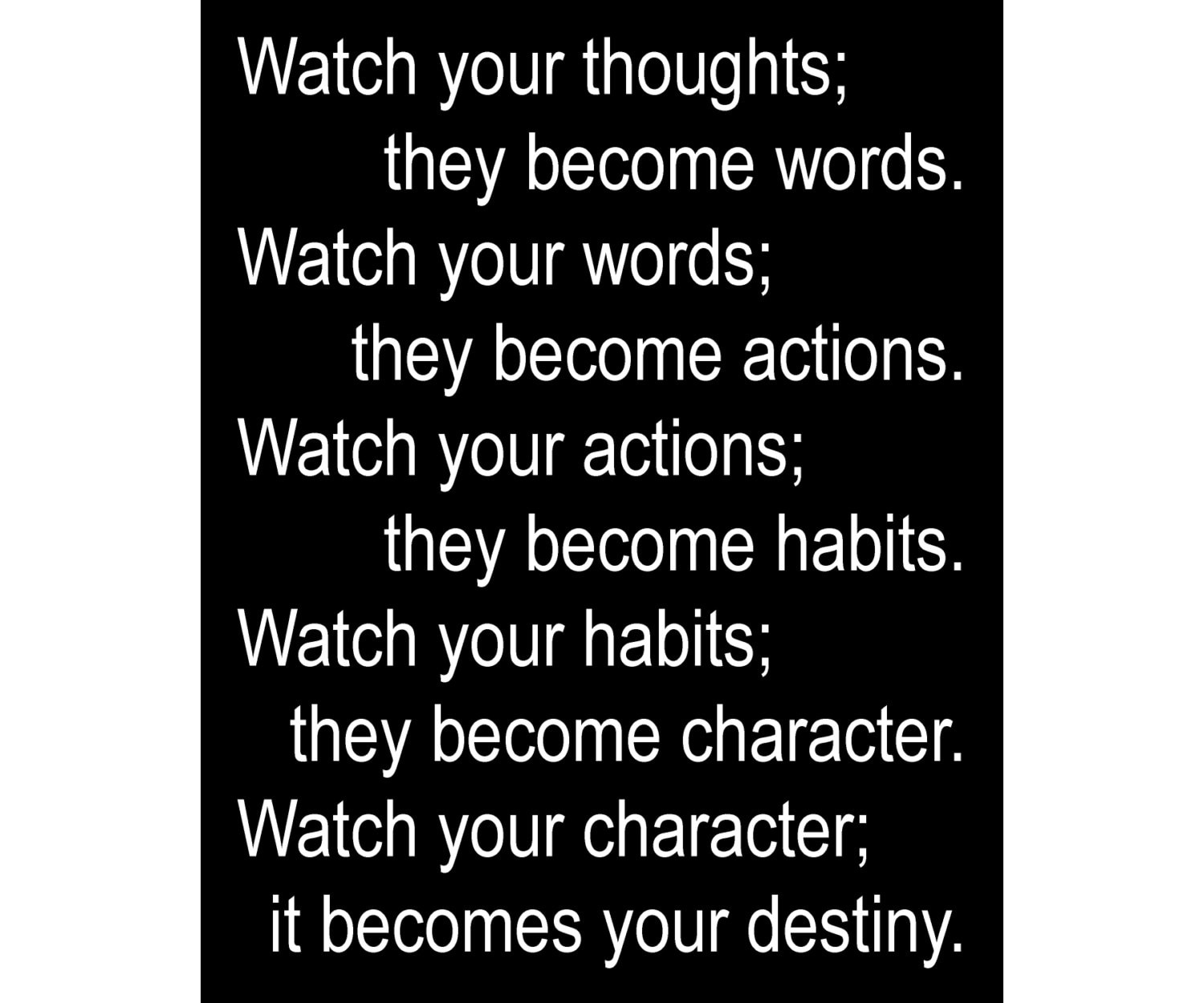 Watch Your Thoughts Lao Tzu Quote Available Sizes 8x10