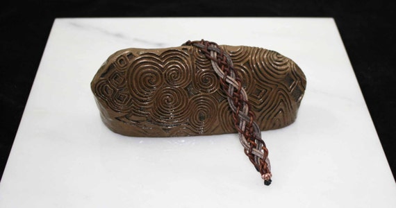 Celtic leather bracelet in gray and brown