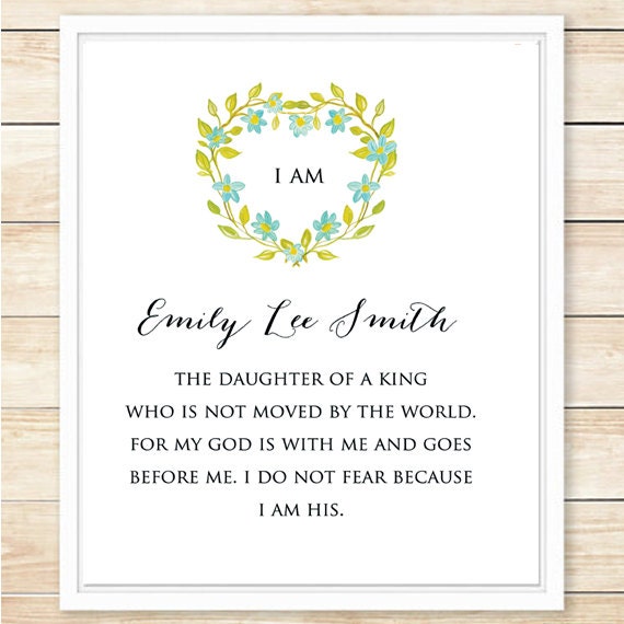 I Am The Daughter Of A King... Bible Verse Print by coffeeandcoco