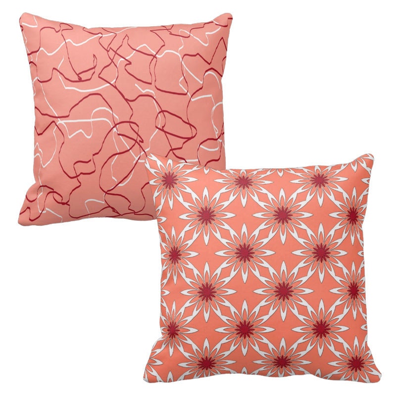 Salmon Pillow Coral Pillow Cover Salmon Pink by DesignbyJuliaBars