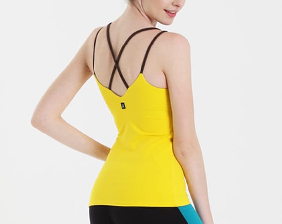 Free Shipping: Back Cross Yoga Top Yellow Yoga Tank by Dfitshop