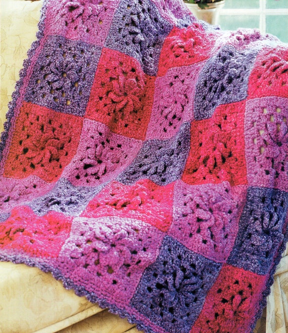 Vintage Rose Flower Afghan Crochet Pattern Flowers Rose Motifs