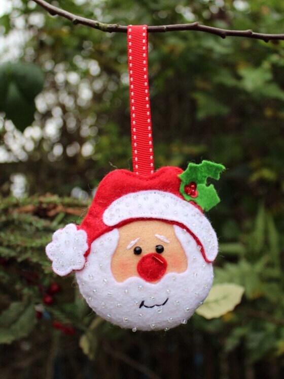 Christmas felt Santa handmade decoration hanging bauble