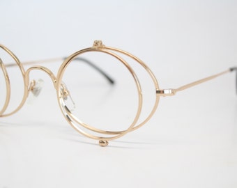 Unused Gold Double Lens Vintage Eyeglass Frames New Old stock Vintage Eyewear 1980s Vintage Glasses Unique Deadstock Sunglasses
