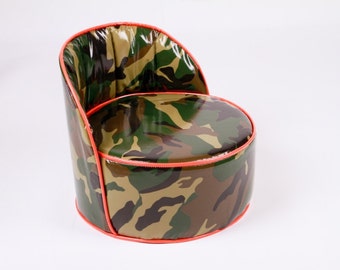 Camo Green Orange Oilcloth Booster Seat
