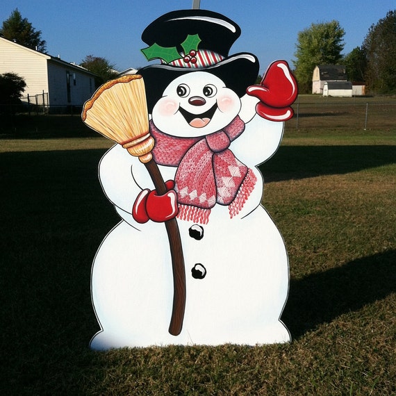 Items similar to Snowman Waving and Holding Broom on Etsy