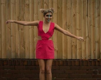 Cut-out Waist in Cranberry Pink Corduroy