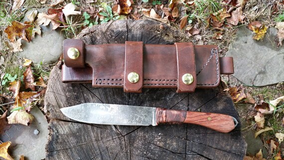 Field knife with leather scout carry sheath by UttMetalworks