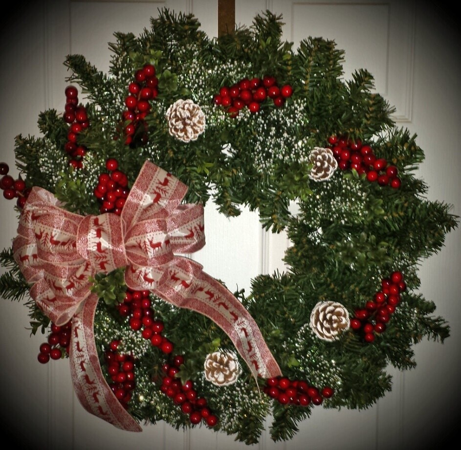 Red Berries and Reindeer Wreath