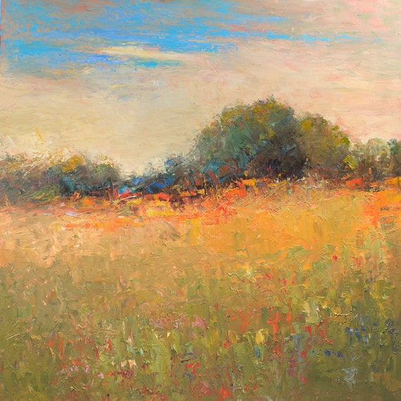 Afternoon Color, original impressionist landscape oil painting palette ...