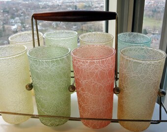 Vintage spaghetti string glasses with stand