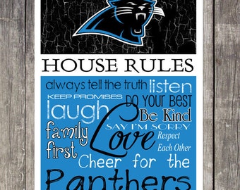 Carolina Panthers House Rules 4x4.1/2 Fridge Magnet