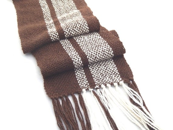 Alpaca Woven Scarf 100% Alpaca Brown & Natural