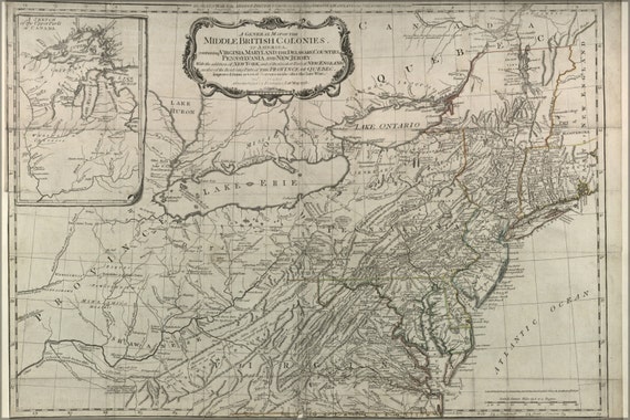 24x36 Poster Map Of New Jersey Maryland And Virginia 1776