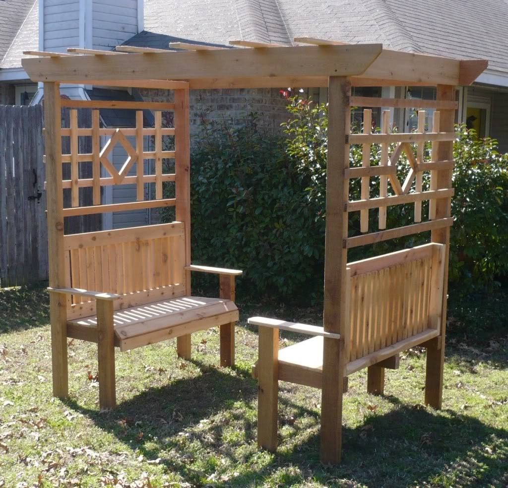 Brand New Large Cedar Garden Arbor with Double Bench Free