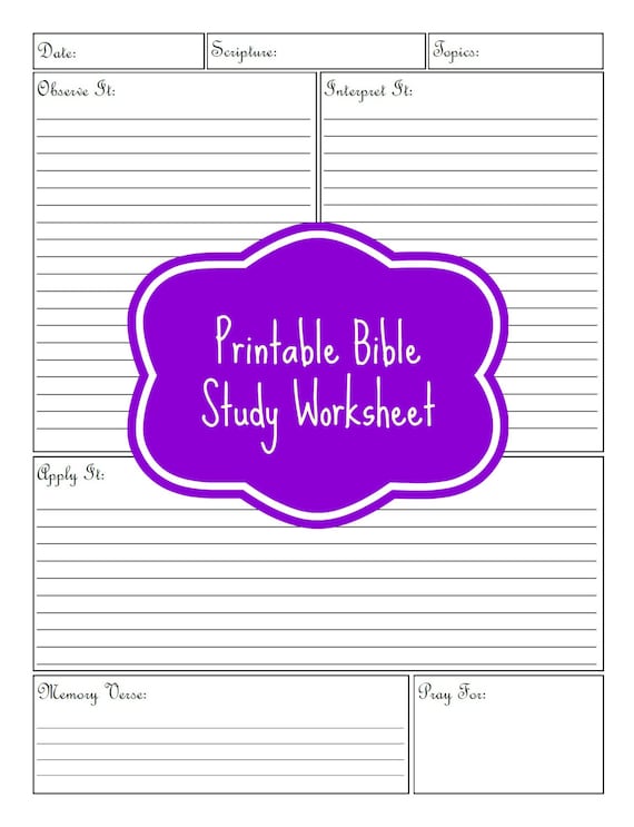 Printable Bible Study Worksheet