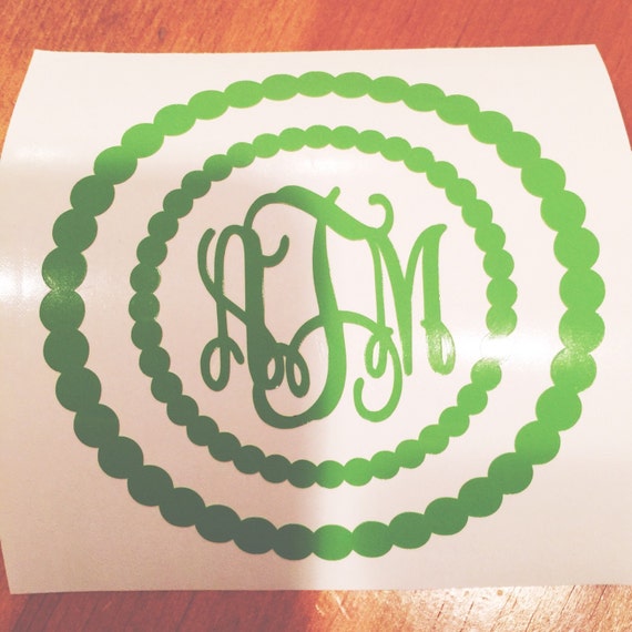 Scalloped Border Monogram Sticker Decal Vinyl Initials