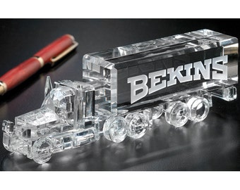 Personalized Crystal Haul Truck Recognition Gift- Etched Glass ...