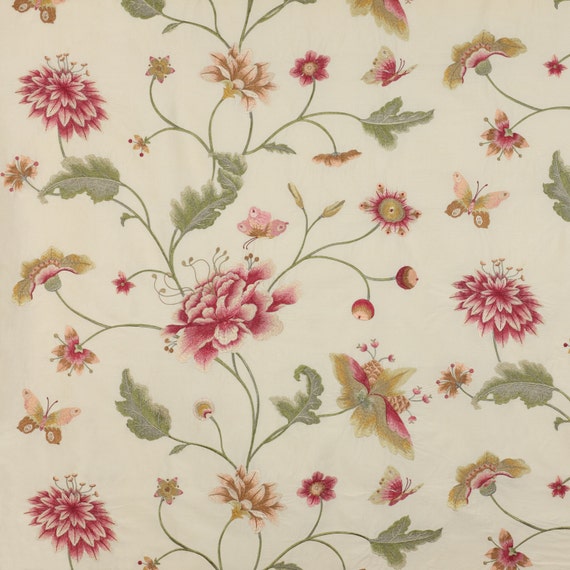 COLEFAX & FOWLER Embroidered COLBERT Silk Fabric 10 Yards