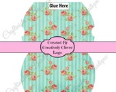 Printable Pillow Gift Box, Shabby Chic Teal Rose Pillow Box, Instant Download, Immediate Download, Treat Box, Party Favor, Wedding Favor