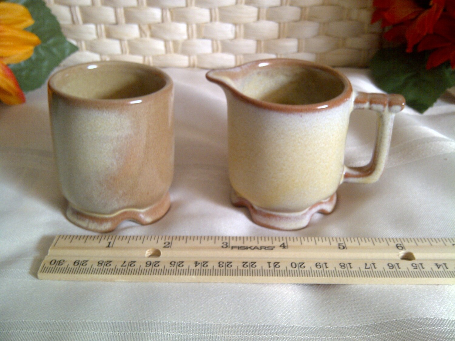 Frankoma Pottery Miniature Creamer and Sugar Set 1A and 1B.