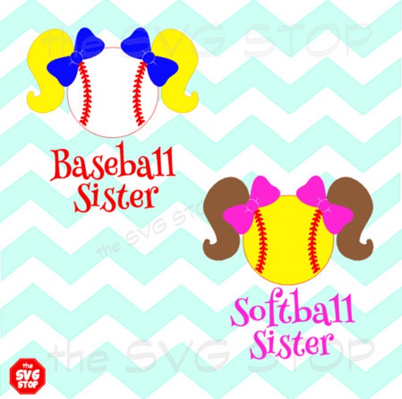 Download Baseball softball sister pigtails design SVG and studio by ...