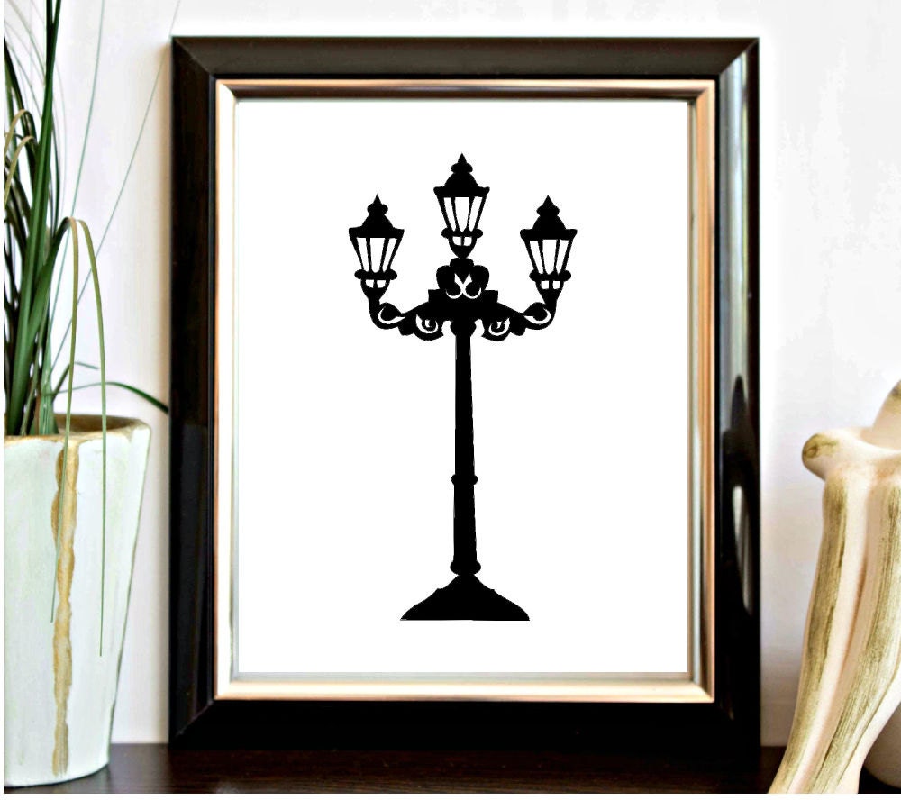 Minimalist Lamppost Silhouette Printable Vintage Street