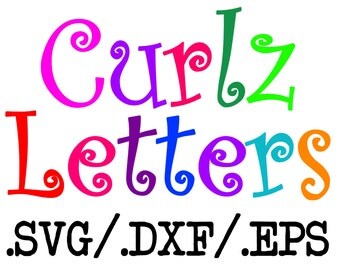 Curlz Font Design Files For Use With Your Silhouette Studio Software DXF Files SVG Font EPS Files Svg Fonts Curlz Silhouette