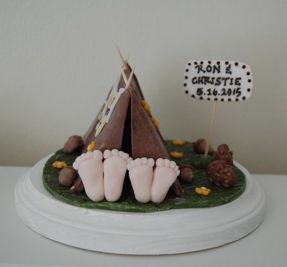 Fondant Camping Tent Wedding Cake Topper