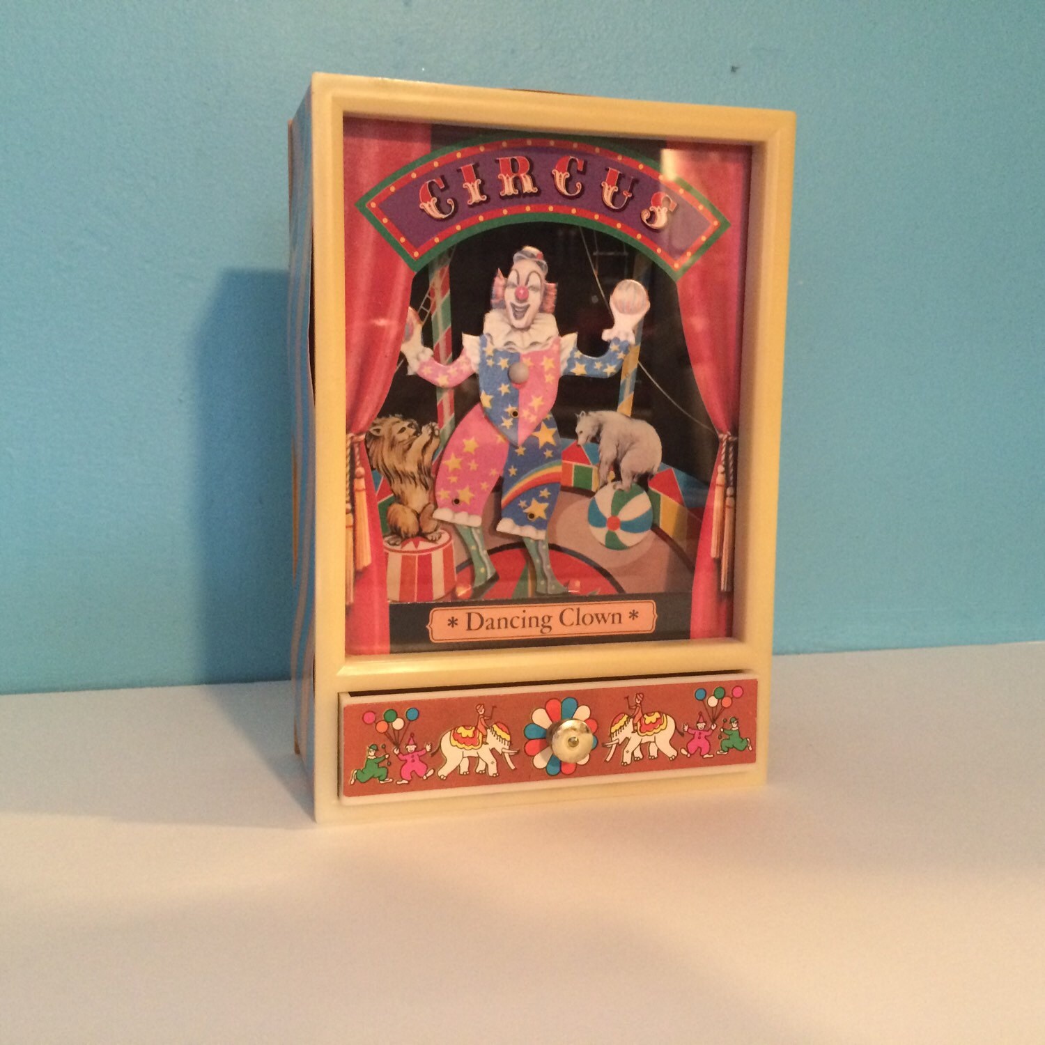 Circus Dancing Clown Wind Up Music Box
