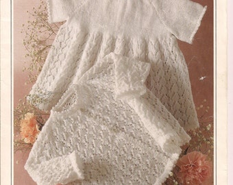 Baby girls knitting pattern lacy great gift