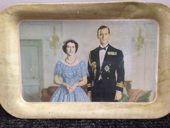 Queen Elizabeth and Prince Philip metal tray by JunknnnDisorderly