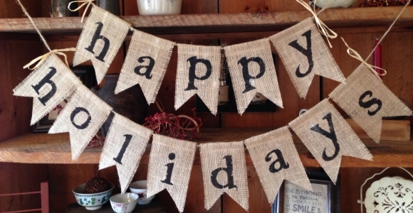 Happy Holidays Burlap Bunting, Christmas Bunting, Holiday Bunting, Christmas Banner, Christmas Burlap Bunting, Christmas Decor, Party Deco